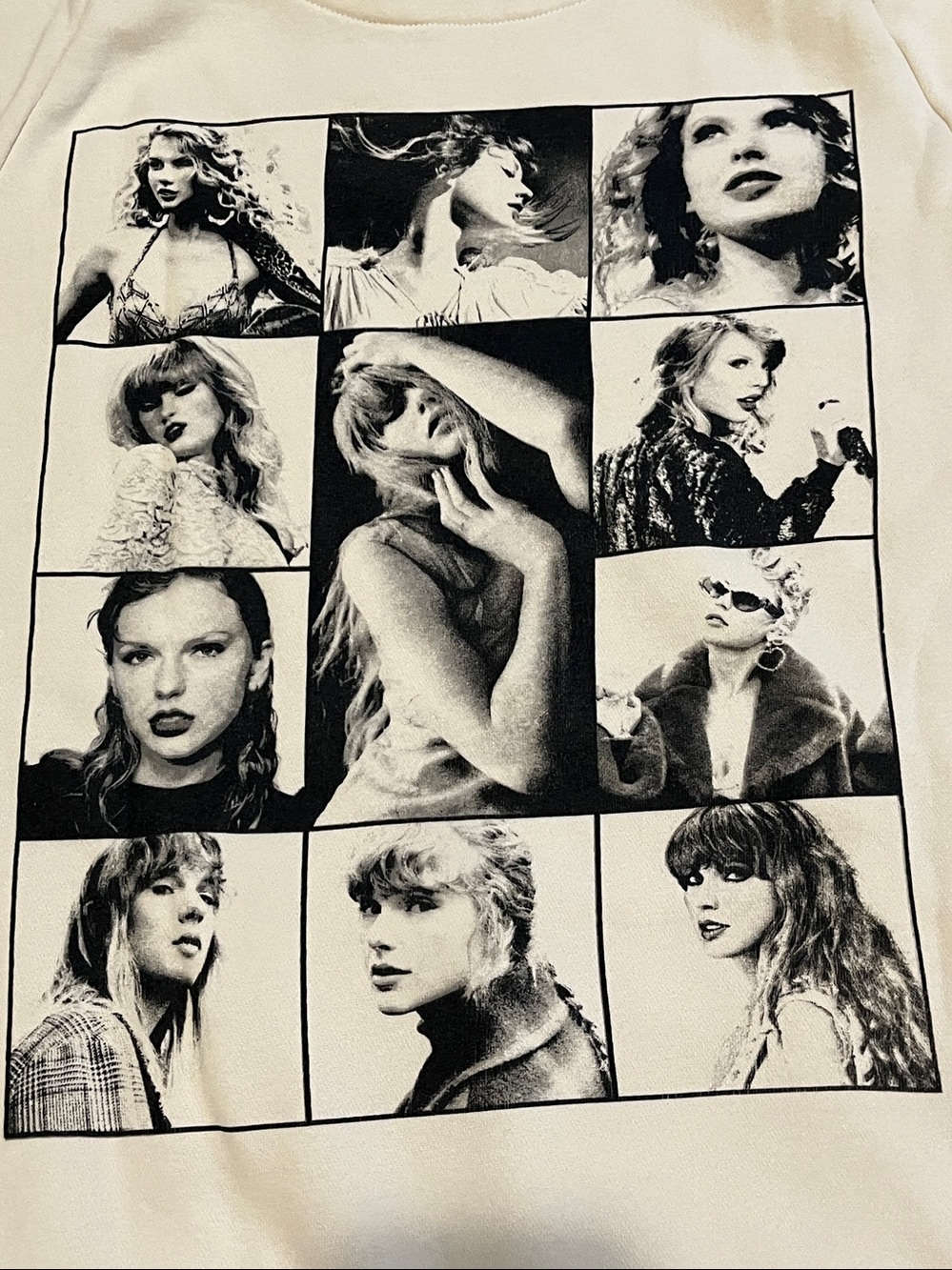 Taylor Swift The Eras Tour Graphic Hoodie Size Large Off White/Cream